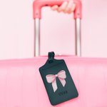 Personalisierte Multicolor PU Leder Coquette Bogen Passport Cover Gepäckanhänger Set mit Namen Jahrestag Geburtstag Geschenk für Sie