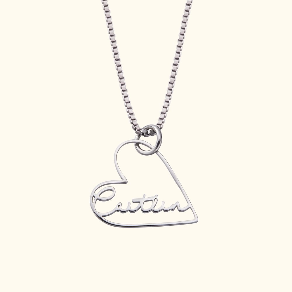 Collier Pendentif en Coeur Minimaliste Personnalisé avec Nom Cadeau d'Anniversaire pour Elle