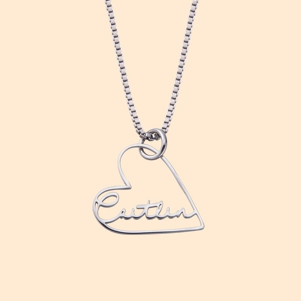 Personalisierte Minimalist Herz Anhänger Halskette mit Namen Geburtstag Jahrestag Geschenk für Sie