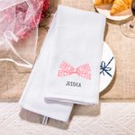 Personalized 100% Cotton Pink Coquette Bow Kitchen Towel with Name Super Absorbent Housewarming Gift for Family