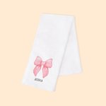 Serviette de Cuisine 100% Coton Personnalisée de Nom avec Noeud de Papillon Rose Super Absorbante Cadeau de Pendaison de Crémaillère pour Famille