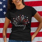Personalized USA Flag Firework 4th of July T-shirt Sweatshirt with 1-14 Names American Independence Day Gift for Mom Grandma