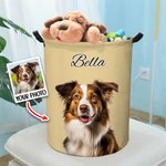 Personalized Waterproof Pet Portrait Oil Painting Laundry Storage Basket with Name and Handle  Birthday Gift for Pet Lover