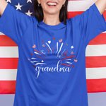 Personalized USA Flag Firework 4th of July T-shirt Sweatshirt with 1-14 Names American Independence Day Gift for Mom Grandma