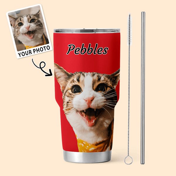 Personalized Mutil-color Oil Painting Pet Photo 30oz Tumbler with Name Birthday Anniversary Gift for Pet Lover