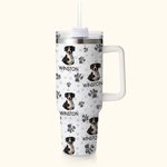 Personligt färgglatt husdjursfoto och tass 40 oz livsmedelsgodkänt rostfritt stålglas med namn Födelsedagspresent för hundkatt husdjursälskare