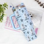 Personligt färgglatt husdjursfoto och tass 40 oz livsmedelsgodkänt rostfritt stålglas med namn Födelsedagspresent för hundkatt husdjursälskare