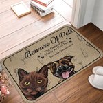 Personalised Because Of Pets 1-6 Pet Images Floor Mat with Name Housewarming Anniversary Gift for Pet Lover