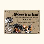 Personalized Welcome to Our House Door 1-6 Pet Images Floor Mat with Name Housewarming Anniversary Gift for Pet lover