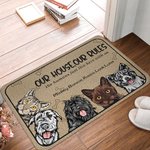 Personalized Our House Our Rules 1-6 Pet Images Floor Mat with Name Housewarming Anniversary Gift for Pet Lover