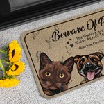 Personalised Because Of Pets 1-6 Pet Images Floor Mat with Name Housewarming Anniversary Gift for Pet Lover