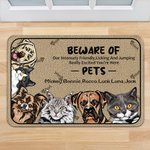 Personalized Beware of Pet My Intensely Friend 1-6 Pet Images Floor mat Door Mat with Name Housewarming Anniversary Gift for Pet Lover