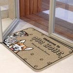 Personalized Welcome to Our Home 1-6 Pet Images Floor Mat with Name Housewarming Anniversary Gift for Pet Lover