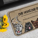 Personalized Our House Our Rules 1-6 Pet Images Floor Mat with Name Housewarming Anniversary Gift for Pet Lover