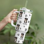 Personligt färgglatt husdjursfoto och tass 40 oz livsmedelsgodkänt rostfritt stålglas med namn Födelsedagspresent för hundkatt husdjursälskare