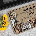 Personalized Beware of Pet My Intensely Friend 1-6 Pet Images Floor mat Door Mat with Name Housewarming Anniversary Gift for Pet Lover