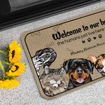 Personalized Welcome to Our House Door 1-6 Pet Images Floor Mat with Name Housewarming Anniversary Gift for Pet lover