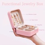 Personalizado Coquette rosa lindo arco de la PU de cuero caja de joyería con el nombre del Día del Niño Cumpleaños de regalo para ella