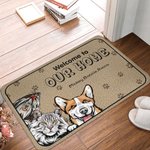 Personalized Welcome to Our Home 1-6 Pet Images Floor Mat with Name Housewarming Anniversary Gift for Pet Lover