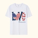 Personalized USA Flag Love Heart 4th of July T-shirt Sweatshirt with 1-16 Names American Independence Day Gift for Mom Grandma