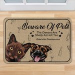 Personalised Because Of Pets 1-6 Pet Images Floor Mat with Name Housewarming Anniversary Gift for Pet Lover