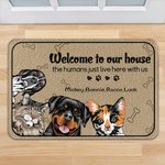 Personalized Welcome to Our House Door 1-6 Pet Images Floor Mat with Name Housewarming Anniversary Gift for Pet lover