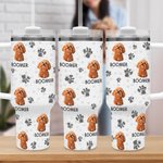 Personligt färgglatt husdjursfoto och tass 40 oz livsmedelsgodkänt rostfritt stålglas med namn Födelsedagspresent för hundkatt husdjursälskare