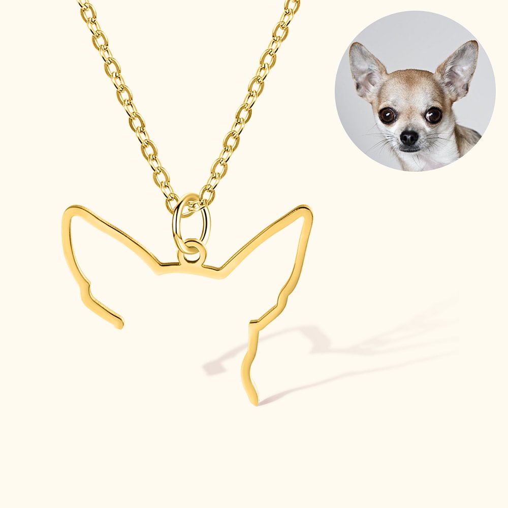 Collier à Personnaliser Pendentif Silhouette Oreilles de Chien Chat Cadeau d'Anniversaire pour Propriétaire d'Animal de Compagnie