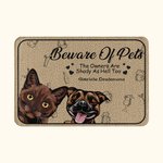 Personalised Because Of Pets 1-6 Pet Images Floor Mat with Name Housewarming Anniversary Gift for Pet Lover