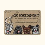 Personalized Our House Our Rules 1-6 Pet Images Floor Mat with Name Housewarming Anniversary Gift for Pet Lover