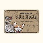 Personalized Welcome to Our Home 1-6 Pet Images Floor Mat with Name Housewarming Anniversary Gift for Pet Lover