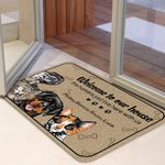 Personalized Welcome to Our House Door 1-6 Pet Images Floor Mat with Name Housewarming Anniversary Gift for Pet lover