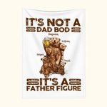 Couverture Douce Personnalisée avec 1-7 Noms d'Enfants Ours Papa et Bébé Cadeau de Fête des Pères pour Papa