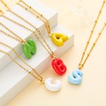 Pendentif Personnalisé avec Initiale Collier à Lettre Bubble Macaron 3D Cadeau Anniversaire Fête pour Femme