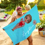 Personalized Multicolor Birth Flower Cartoon Women Girl Soft Quick Dry Beach Towel with Name Vacation Beach Accessories Gift for Friend