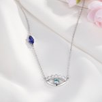 Personalized Guardian Evil Eye Protection Necklace with 1-5 Birthstones Birthday Anniversary Family Jewellery Gift for Women