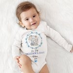 Personalized Wreath Elephant Our First Mother's Day 100% Cotton Baby Onesies and T-shirt with Name Mother's Day Birthday Gift for Kid Mom