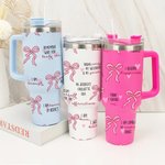Personalisierte Multi-Color Coquette Bogen gesegnete Worte der Bibel 40oz Becher mit Text und Stroh Inspirational Geburtstagsgeschenk für sie