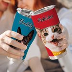 Personalisierte Multi-Color-Ölmalerei Haustier Porträt 30oz Becher mit Namen und Strohhalm Geburtstag Geschenk für Tierliebhaber