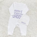 Feliz Día del Padre Personalizado 100% Algodón Conjunto de Pelele para Bebé con Gorro y Guantes Regalo de Celebración del Día del Padre para Recién Na