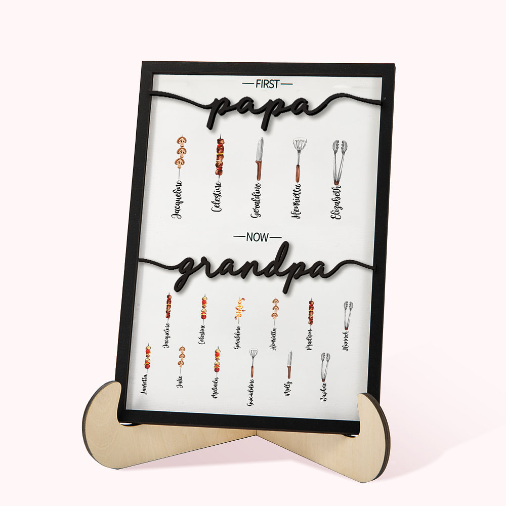 Plaque en Bois Personnalisée avec Nom de l'Enfant et Motif Cadeau de Fête des Pères d'Anniversaire pour Papa Grand-père