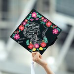 Personalized Floral Strong Girl Grad Cap Topper with Name Class of 2025 Self Encouragement Graduation Gift for Graduates