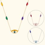 Personalized Guardian Evil Eye Protection Necklace with 1-5 Birthstones Birthday Anniversary Family Jewellery Gift for Women