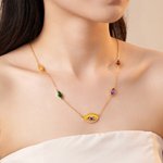 Personalized Guardian Evil Eye Protection Necklace with 1-5 Birthstones Birthday Anniversary Family Jewellery Gift for Women