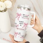 Personalisierte Multi-Color Coquette Bogen gesegnete Worte der Bibel 40oz Becher mit Text und Stroh Inspirational Geburtstagsgeschenk für sie