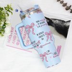 Personalisierte Multi-Color Coquette Bogen gesegnete Worte der Bibel 40oz Becher mit Text und Stroh Inspirational Geburtstagsgeschenk für sie