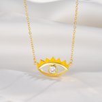 Personalized Guardian Evil Eye Protection Necklace with 1-5 Birthstones Birthday Anniversary Family Jewellery Gift for Women