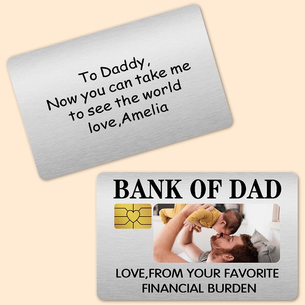 Tarjeta monedero personalizada con foto, nombre y texto Regalo de cumpleaños para el Día del Padre