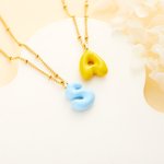 Pendentif Personnalisé avec Initiale Collier à Lettre Bubble Macaron 3D Cadeau Anniversaire Fête pour Femme