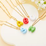 Pendentif Personnalisé avec Initiale Collier à Lettre Bubble Macaron 3D Cadeau Anniversaire Fête pour Femme